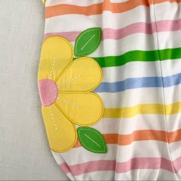 Girl's Good Lad Striped Play Romper with Yellow Flower Applique size 6M New - Picture 4 of 6